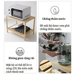 Kệ Để Lò Vi Sóng 2 Tầng Morning House Dài 60cm x Cao 46cm- Gỗ Cao Su Chắc Chắn Chịu Lực 30kg