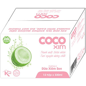 Thùng 12 Hộp Nước Dừa Cocoxim Sen (330ml x12 Hộp)