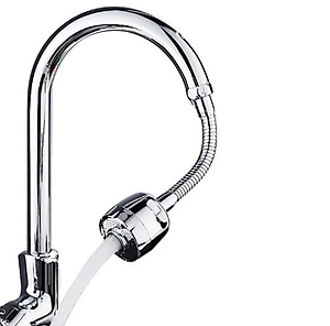 Đầu gắn vòi nước rửa chén KG16, xoay 360 tăng áp tiết kiệm nước phù hợp được tất cả các vòi, chất liệu inox