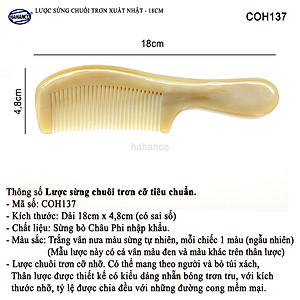 Lược sừng xuất Nhật (Size: L - 18cm) COH137 - Lược chuôi trơn tru đơn giản tiện ích - Chăm sóc tóc