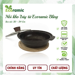 [CAO CẤP] Nồi Kho Bếp Từ Ecoramic Bling – Phủ Ceramic 6 Lớp – Đúc Nguyên Khối – Tặng Đế Lót Gỗ – Chính Hãng Ecoramic