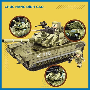 Đồ chơi lắp ráp sáng tạo xe tăng chủ lực Merkava MK-4, 475 chi tiết nhiều kiểu chơi vui nhộn cho bé