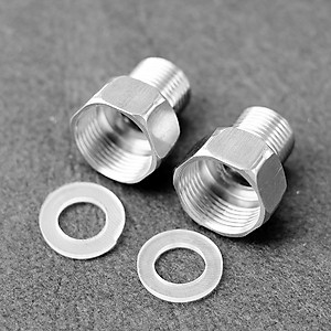 Combo 02 nối giảm (nối hụt) ren trong 27 - ren ngoài 21, nối ren trong 27 ren ngoài 21 Inox kèm gioăng