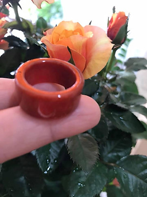 CHIẾC NHẪN VUÔNG ỐNG ĐỎ ĐẬM ĐẸP ĐÁ CẨM THẠCH MAY MẮN SIZE 17MM BẢN CAO 9,5MM  AC  MẠNG HỎA VÀ THỔ 