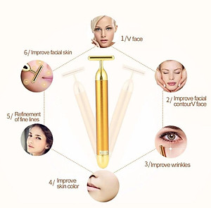 MÁY MASSAGE MẶT BEAUTY BAR 24K - Bút Mát Xa Chữ T - Cây Lăn Mặt Nâng Cơ Mát Xa Thư Giãn (Hàng Chính Hãng)