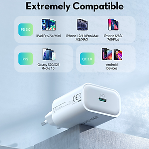 Adapter Củ Sạc Nhanh Đến 25W Type C PPS PD 3.0 QC 3.0 RAVPower RP-PC156 Dành Cho Điện Thoại Samsung, iPhone, iPad - Hàng Chính Hãng