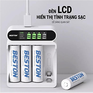 Bộ Sạc Beston C9023L có tính năng sạc nhanh, tự ngắt khi đầy, màn hình LCD thông minh, Pin sạc AA AAA tùy chọn dùng cho micro, remote