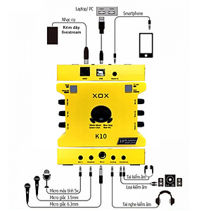 Combo thu âm, livestream Micro AQTA ALC-280, Sound card XOX K10 Jubilee - Kèm full phụ kiện kẹp micro, màng lọc, tai nghe, giá đỡ ĐT - Hỗ trợ thu âm, karaoke online chuyên nghiệp - Hàng nhập khẩu 