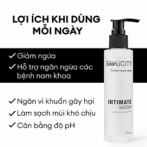 Dung dịch vệ sinh nam Men Stay Simplicity giảm ngứa, làm sạch & ngăn mùi hiệu quả Intimate Wash 80ml