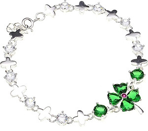 Lắc Tay Nữ Bạc Hiểu Minh LTU446G cỏ 4 lá bạc ta