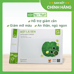 Bột Lá Sen Sấy Lạnh Nguyên Chất Quảng Thanh Hộp 45g  - Ngủ ngon, giảm mỡ máu, giảm cân, mát gan, mờ nám, tàn nhang, đẹp da