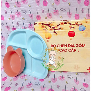 Khay Ăn Dặm Bát Ăn Dặm Bằng Gốm Sứ Cao Cấp An Toàn Cho Bé - Set Khay ăn Dặm Chén Ăn Dặm Chia Ngăn Cho Trẻ Giá Cực Rẻ