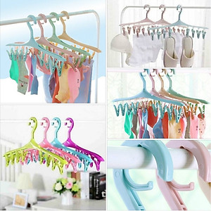 Móc treo có kẹp 8 chiếc giúp phơi khăn tay, tất, găng tay, khăn len... rất tiết kiệm diện tích - nội địa Nhật Bản 