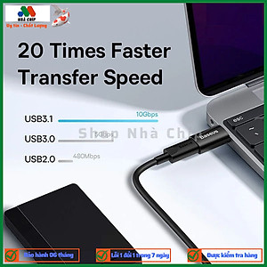 Đầu Chuyển USB Sang Type C tốc độ cao Baseus Ingenuity Series Mini OTG Gen2 (USB-A 3.1 Full Size to Type C, 10Gbps High speed OTG, PD Fast charge Support)- Hàng chính hãng