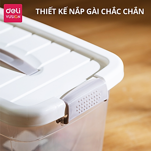 Hộp Nhựa Đựng Đồ Trong Suốt Có Nắp Gài DELI - Thùng Nhựa Đa Năng Quần Áo, Đồ Chơi Sách