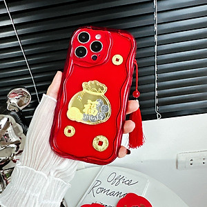 Ốp lưng tết cho iPhone 15 14 Pro Max 13 12 11 ProMax X XS XR 7/8 Plus Lucky Bag wallet Gold 2024 – Hàng nhập khẩu