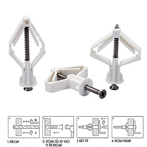 COMBO 10 BỘ TẮC KE BƯỚM, VÍT NỞ BƯỚM DẠNG MỎ NEO,  BẮT VÍT TƯỜNG, THẠCH CAO, GỖ,CHO MỌI LOẠI VẬT LIỆU, SIÊU GIỮ CHẮC.