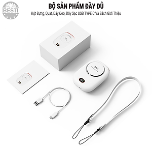 Quạt Mini Tích Điện Đeo Cổ Thời Trang Besti Y01,  3 Tốc Độ Gió Siêu Mát, Chạy Siêu Êm, Dung Lượng Pin 2000mAh, Phù Hợp Khi Chạy Bộ, Đi Du Lịch , Văn Phòng, Đi Chơi- Hàng Chính Hãng