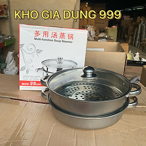 NỒI HẤP INOX 2 TẦNG SIZE 28CM - VỪA LÀ NỒI HẤP VỪA LÀ NỒI LẨU ĐƯỢC LUÔN PHÙ HỢP VỚI BẾP GA, BẾP ĐIỆN, BẾP TỪ