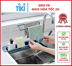 Kệ Nhựa Dài Gấp Gọn Điều Chỉnh Được Kích Thước Phù Hợp Với Bồn Rửa Chén Nhà Bạn , Có Giá Treo Khăn- Chính Hãng GROFA 
