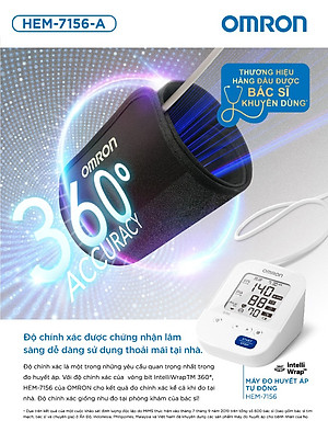 Máy Đo Huyết Áp OMRON HEM-7156T-A Kèm Adapter Chính Hãng - Kết Nối Điện Thoại - IntelliSense