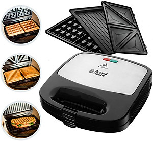 Máy Nướng Bánh Mì Hotdog, Waffle, Sandwich Tam Giác 3 Trong 1 Russell Hobbs 24540-56 Fiesta 750W 2 Phần - Hàng Chính Hãng Nhập Khẩu