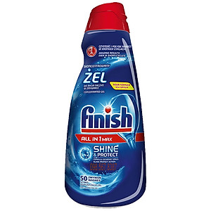 Xà Phòng Rửa Bát Finish All In 1 Max Dạng Gel Chai 1 Lít Chuyên Dùng Cho Máy Rửa Bát