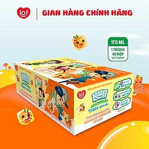 Thùng 48 hộp Sữa trái cây KUN hương cam có thạch 170ml