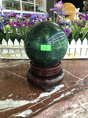 Quả cầu phong thủy đá thạch anh xanh - Đường kính 11,3 cm