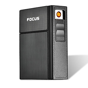 Vỏ Hột Quẹt Bật Lửa Sạc Điện USB Kiêm Hộp Đựng 20 Điếu Focus YH035A Nhỏ Gọn Đẹp Độc Lạ