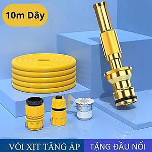 Vòi Tưới Cây, Vòi Xịt Rửa Xe Đa Năng Tăng Áp Lực Nước Cực Mạnh 10m, Lắp Vòi Nước Thông Thường (Đầu Vòi Đồng) - HÀNG CHÍNH HÃNG MINIIN