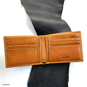 Ví Da Nam Hàng Hiệu HERITAGE Siêu Bền Bỉ, Size Trung, Thiết Kế Cổ Điển, Đơn Giản, Dáng Ngang - Gập 2, Đựng Tiền và Thẻ ATM Tiện Dụng - Hàng Chính Hãng SAIGIO