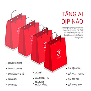 TRÀ VIỆT Bộ Quà Tặng Tri Ân 3 Hộp Bát Giác Trà Sen, Trà Ô Long, Trà Cổ thụ, Hộp quà giấy Mỹ thuật Sang trọng, Trà Cao cấp tốt cho sức khỏe