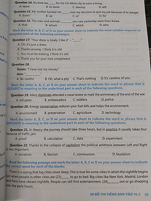 30 đề thi tiếng anh vào 10