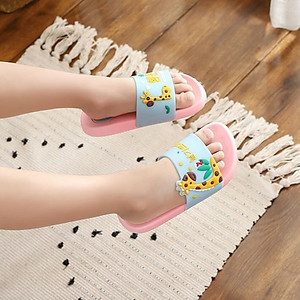 Dép lê cho bé - Dép bé trai bé gái đi nhà 3 - 12 tuổi hươu cao cổ quai ngang mềm êm nhựa dẻo chống trơn trượt cho bé D44