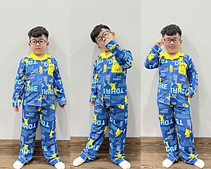 Đồ bộ bé trai, bộ ngủ dài tay pijama pizama cho bé trai size lớn 12-40KG chất thun lạnh mềm mịn mát