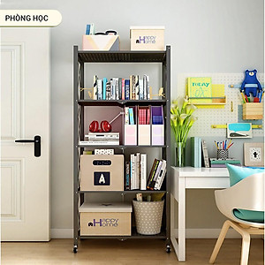 Kệ đa năng gấp gọn 3/4 tầng bằng Thép Carbon không gỉ, Kệ lò vi sóng có bánh xe, kệ sách trang trí