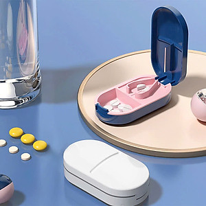 Dụng Cụ Cắt Thuốc Viên Hộp Dụng Cụ Cắt Thuốc Cắt Viên Nén Chính Xác Kiêm Hộp Đựng Thuốc Tiện Dụng - Giao Màu Ngẫu Nhiên