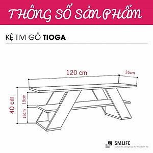 Kệ để tivi phòng ngủ bằng gỗ SMLIFE Tioga