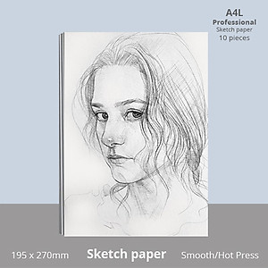 Giấy vẽ chuyên dụng A4L cao cấp, giấy vẽ nhập từ Ý có vân nhẹ màu trắng tự nhiên, giấy vẽ đẹp được cả 2 mặt, giấy dày 250gsm A4L 10 tờ (A4 Thickening Art Special Sketch) Green Art - Hàng chính hãng