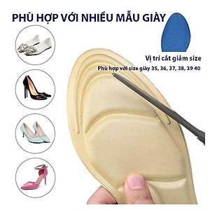 Cặp lót giày cao gót mũi nhọn giảm size cho giày bị rộng, thoáng khí và êm chân MÀU ĐEN