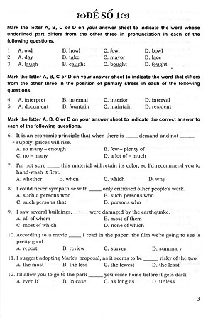 Bộ Đề Thi THPT Quốc Gia Môn Tiếng Anh (Phương Pháp Trắc Nghiệm) + Tặng Phiếu Trắc Nghiệm 50 Câu_HA