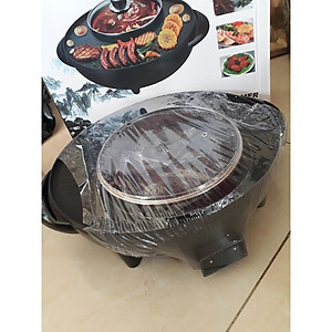 Bếp Lẩu Nướng Đa Năng 2 Trong 1- Nồi ĐIện 2 Ngăn- Phong Cách Hàn Quốc-Hàng Loại 1 Chính Hãng- MINIIN