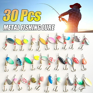 Mua 30 Pcs Metal Spinners Fishing Lure Pike Salmon Baits Bass Trout Fish  Hooks Suitable for Fishing Lovers +Storage box