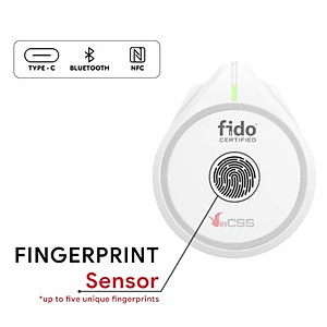 Khóa bảo mật VinCSS FiDO2® Fingerprint (NFC/Bluetooth/USB-C) - Multi Factor authentication (MFA) - Security Key and passkey - Chuẩn FIDO2 - Bảo vệ tài khoản online -  Hàng chính hãng