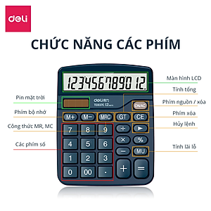 Máy Tính Để Bàn 12 Số Deli - Phù Hợp Kinh Doanh Văn Phòng Tính Chính Xác Cao Tiện Lợi - E837 TE837C
