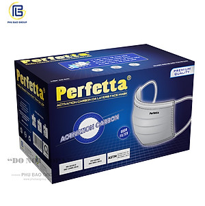 5 hộp khẩu trang 4 lớp Perfetta carbon than hoạt tính (40 cái/hộp) - Hàng chính hãng