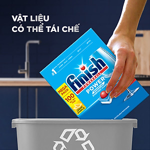 Viên Rửa Chén Bát Hương Chanh Finish Powerball Power Essential Lemon Sparkle - Túi 100 viên siêu tiết kiệm - 1 Túi
