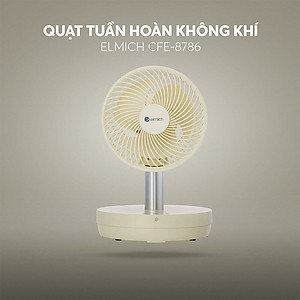 Quạt sạc tuần hoàn không khí Elmich CFE-8786, dung lượng pin lớn, hoạt động liên tục tới 10h, tạo nên luồng gió mạnh,  di chuyển linh hoạt 90° theo chiều ngang tạo luồng gió đa chiều, làm mát nhanh, dễ chịu - Hàng chính hãng