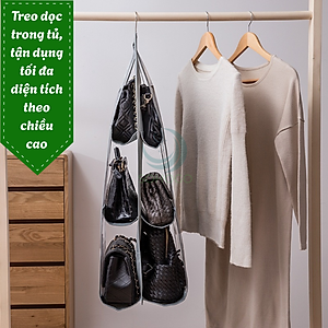 Túi treo bảo quản túi xách đa năng 6 ngăn- Kệ vải treo túi xách thông minh- Tổ chức túi xách treo tủ tiết kiệm không gian- Túi đựng túi xách treo tủ có móc- Giá treo túi xách ngăn cách chống bụi